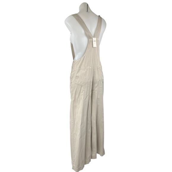 NEW Anthropologie Beige Sleeveless Baggy Wide Leg Palazzo Overall Jumpsuit Sz M - Picture 3 of 7